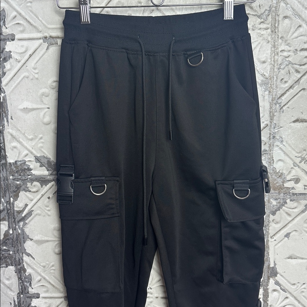 Black alternative goth Cargo Jogger Pants